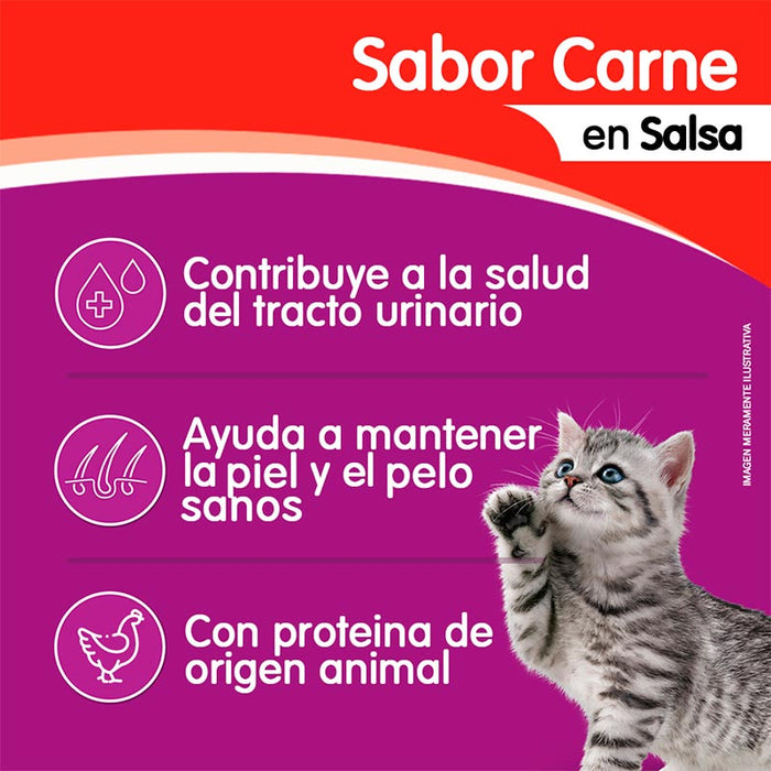 Sobre Carne en salsa Whiskas Alimento Húmedo - Gatitos Cachorros