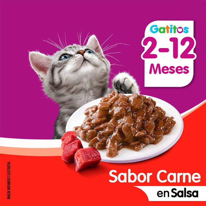 Sobre Carne en salsa Whiskas Alimento Húmedo - Gatitos Cachorros