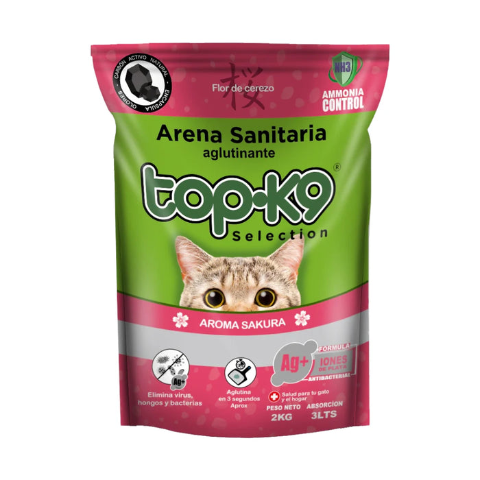 Arena Aglutinante Top k9 con Iones de Plata Aroma Sakura