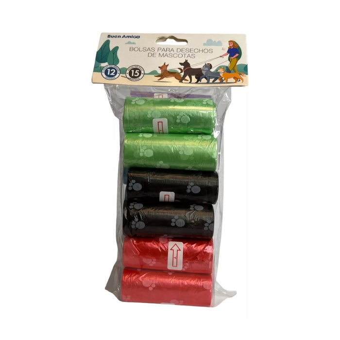 Bolsas para desechos de mascotas Buen Amigo, Pack 12
