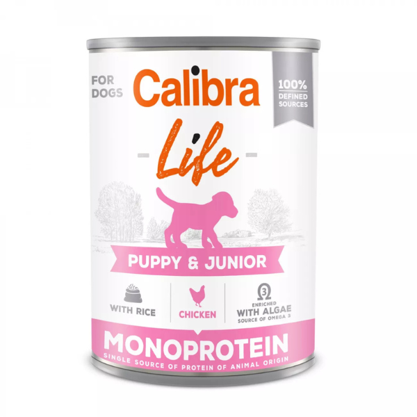 Calibra Dog Life Puppy & Junior Lata Pollo y Arroz