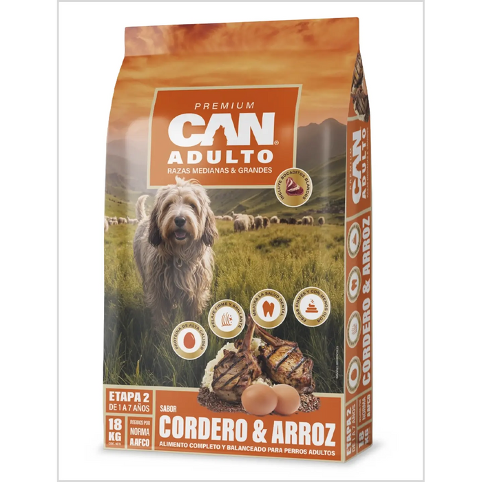 Can Adulto, cordero y arroz