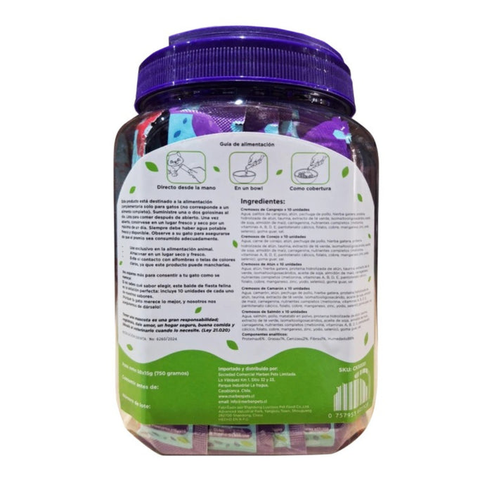 Cats Snack Cremoso Balde con Hierba Gatera - 50 Unidades