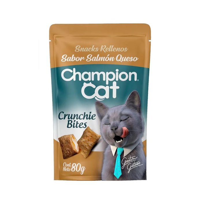 Champion Cat Crunchie Bites Snack Relleno Sabor Salmón y Queso