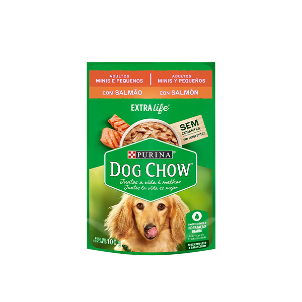 Sobre Dog Chow Adultos Minis y Pequeños, sabor Salmón