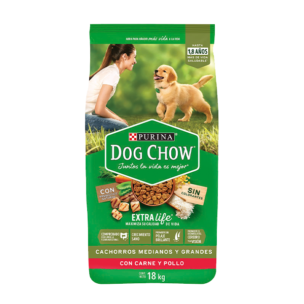 Dog Chow Carne y pollo para perros cachorros medianos y grandes