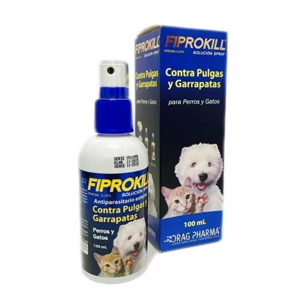 Fiprokill Spray contra Pulgas y Garrapatas para perros y gatos