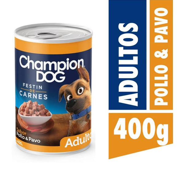 Lata Champion Dog Festín Pollo y Pavo, 400g