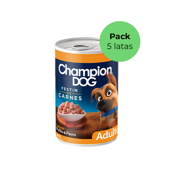 Lata Champion Dog Festín Pollo y Pavo, 400g