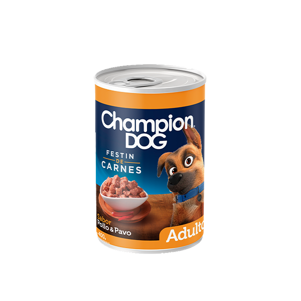 Lata Champion Dog Festín Pollo y Pavo, 400g