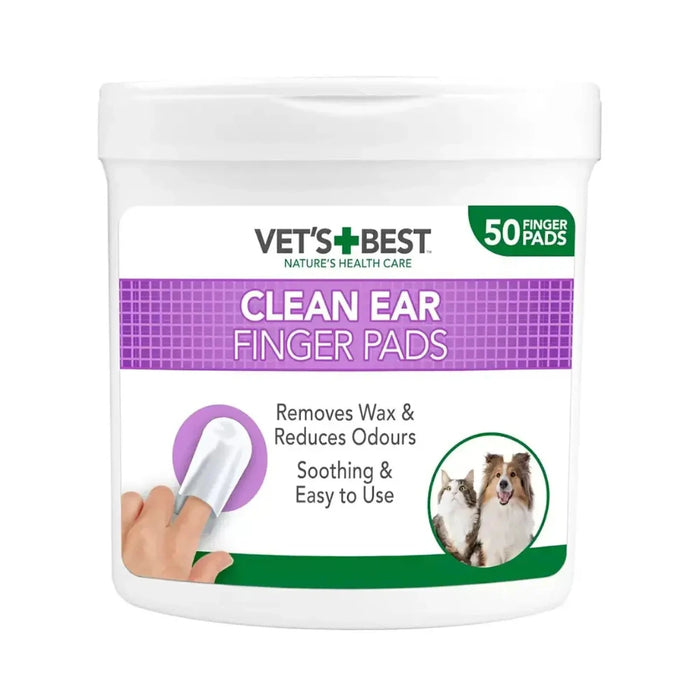 Clean Ear Finger Pads Vet's Best Toallitas Limpieza de Oídos