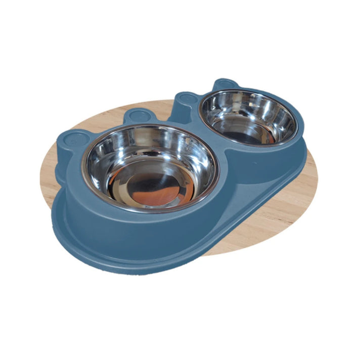 Plato Doble Acero Inoxidable Antihormiga para Gatos