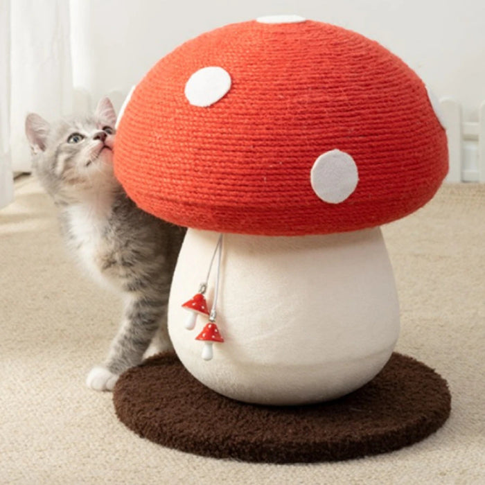 Rascador Forma de Hongo Rojo con Blanco