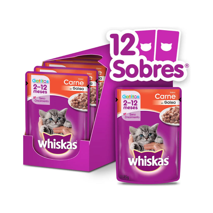 Sobre Carne en salsa Whiskas Alimento Húmedo - Gatitos Cachorros