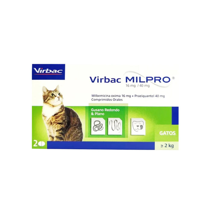 Virbac MILPRO Gatos >2 Kg, 16 mg / 40 mg