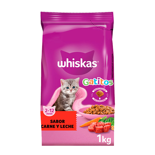 Whiskas Gatitos, sabor carne y leche