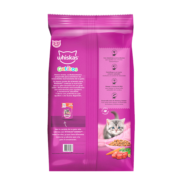 Whiskas Gatitos, sabor carne y leche