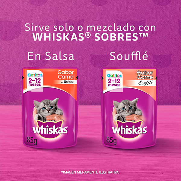 Whiskas Gatitos, sabor carne y leche