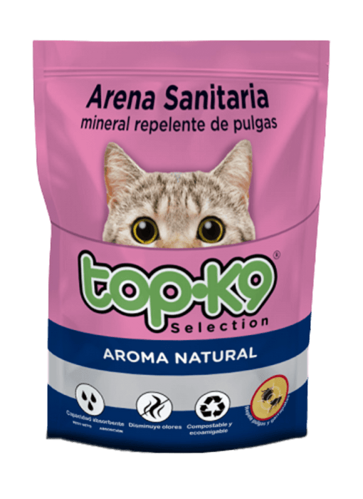 Arena Sanitaria Mineral Repelente de Pulgas Top K9 Aroma Natural