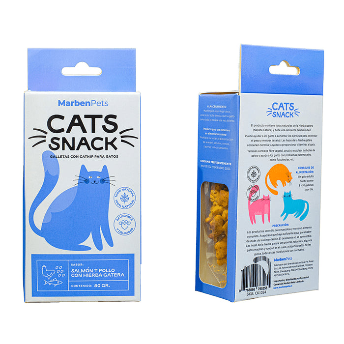 Cats Snack Galletas Sabor Salmón y Pollo con Hierba Gatera